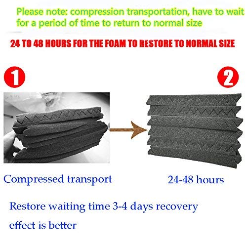 YDHTDLHC 24 Pack 1'' x 12'' x 12'' BLACK Acoustic Wedge Studio Foam Sound Absorption Wall Panels (BLACK)